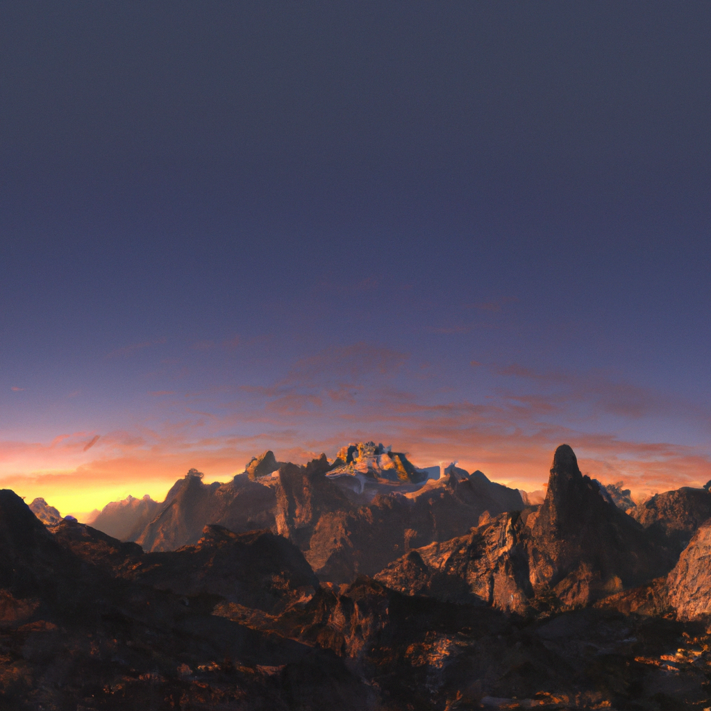 Paisaje de los Andes al amanecer con nubes doradas y luz suave, imagen generada por IA en estilo fotográfico realista